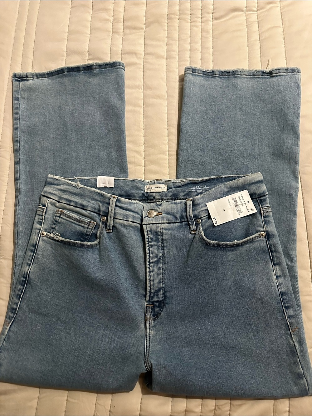 Good American Women's Good Legs Cropped Mini Boot Jeans blue670 - Picture 12 of 13